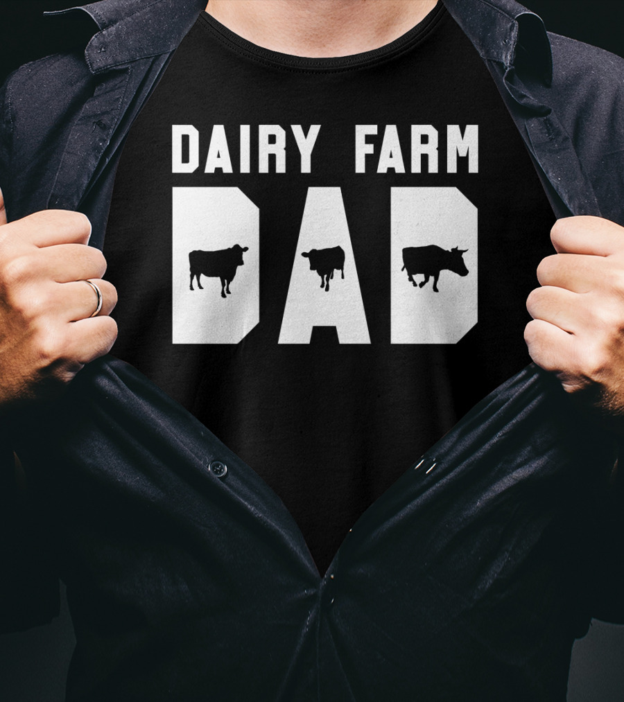 Dairy Farm Dad Funny Mens Cow Black12 T-Shirt