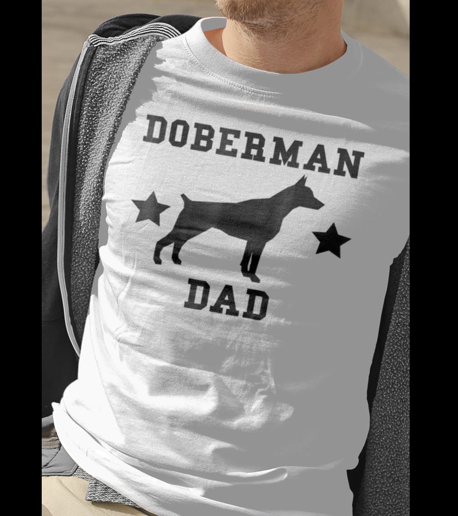 DOBERMAN DAD Dog Silhouette With Stars T-Shirt