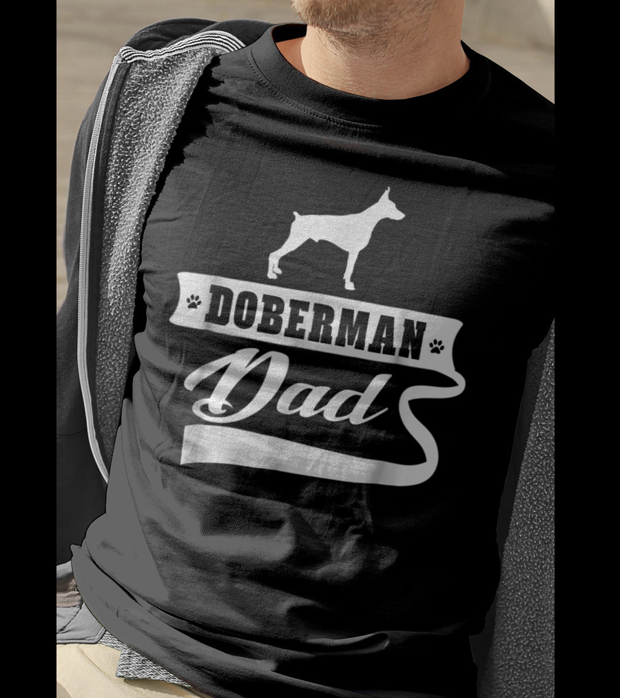 Doberman Dad Dog Mens Animal Paw Prints T-Shirt