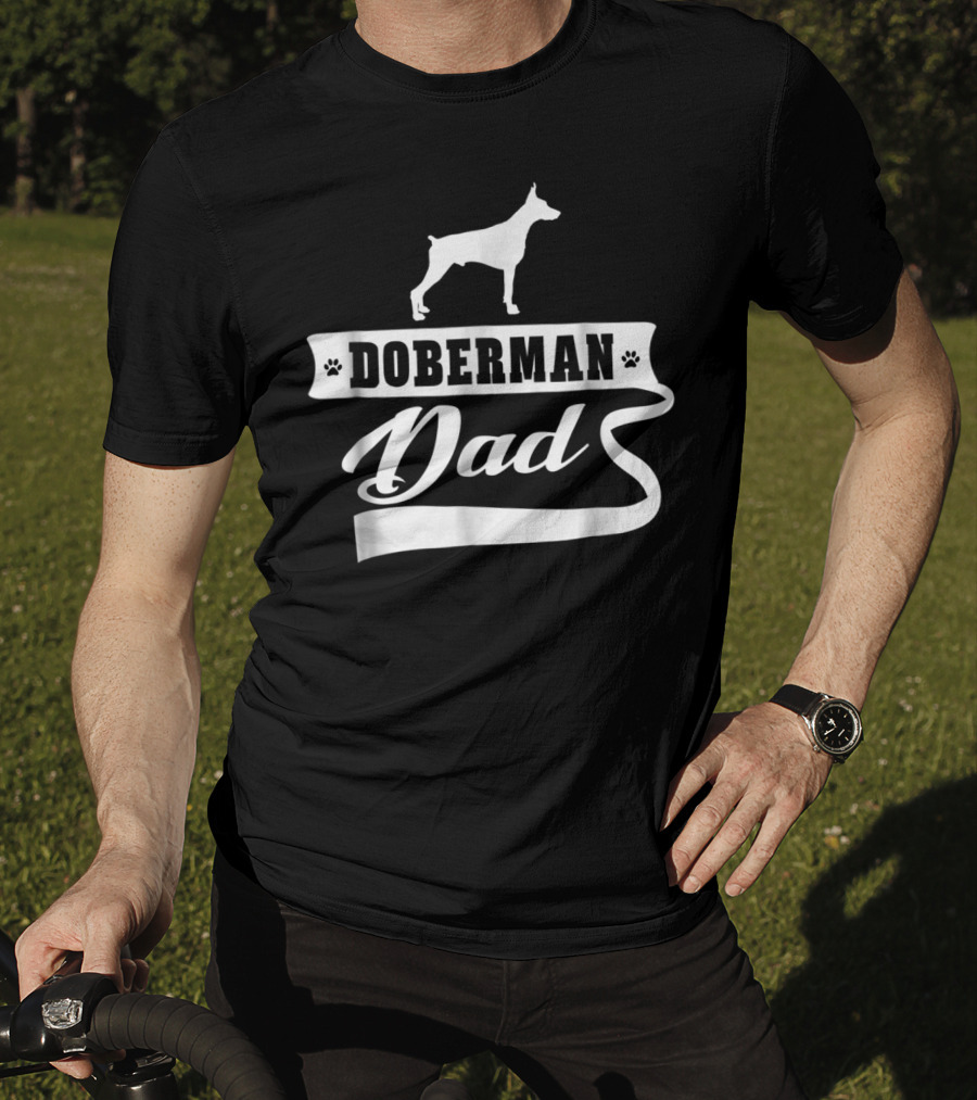 Doberman Dad Dog Mens Animal Paw Prints T-Shirt