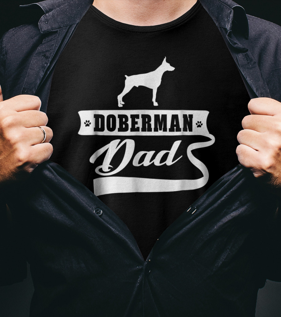 Doberman Dad Dog Mens Animal Paw Prints T-Shirt
