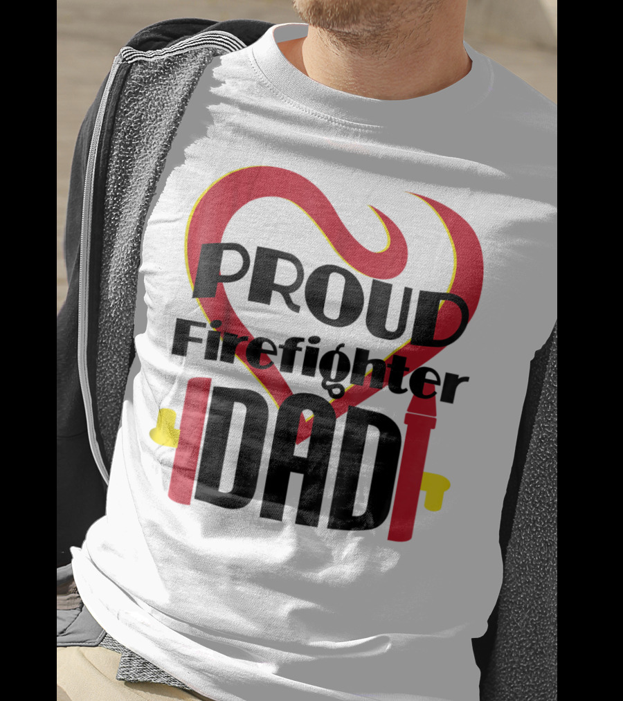 Proud Firefighter Dad Heart Captain Pride T-Shirt