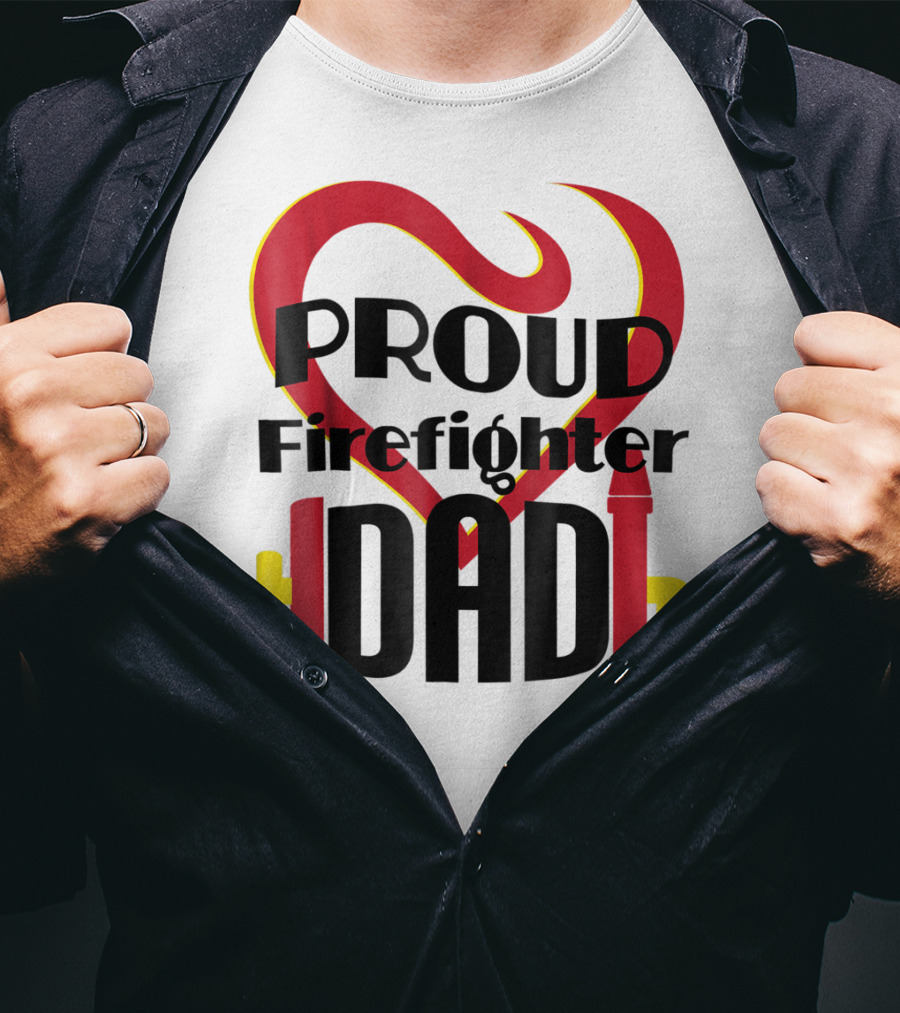 Proud Firefighter Dad Heart Captain Pride T-Shirt
