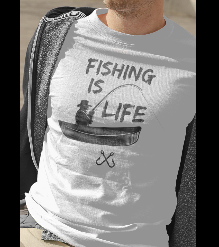 Fishing Is Life Fisherman Fishing Boat Lifestyle Funny Dad T-Shirt