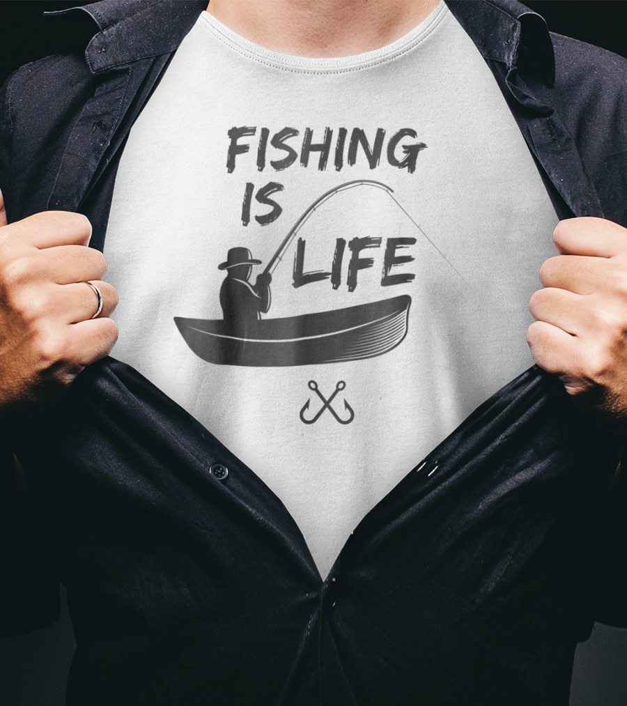 Fishing Is Life Fisherman Fishing Boat Lifestyle Funny Dad T-Shirt