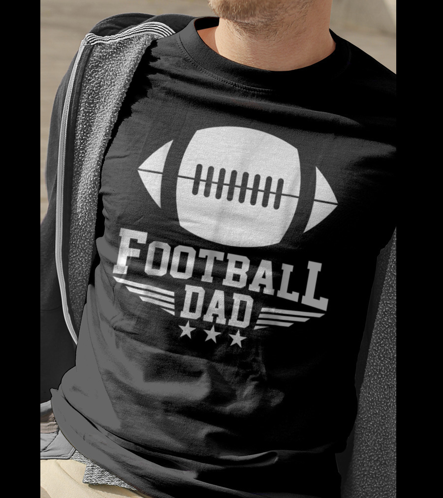Football Dad Team Sports Daddy Stars And Football T-Shirt