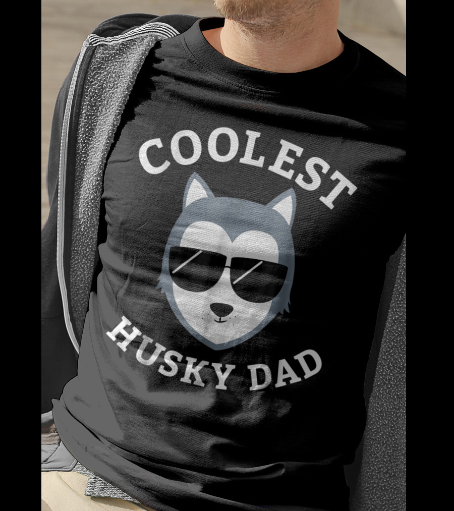 Coolest Husky Dad Wearing Sunglasses T-Shirt
