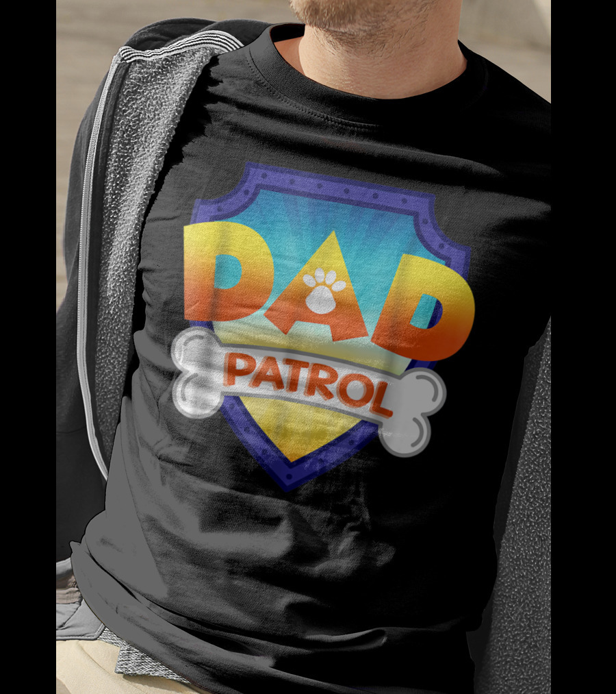 Paw Print Dad Patrol Shield Emblem T-Shirt