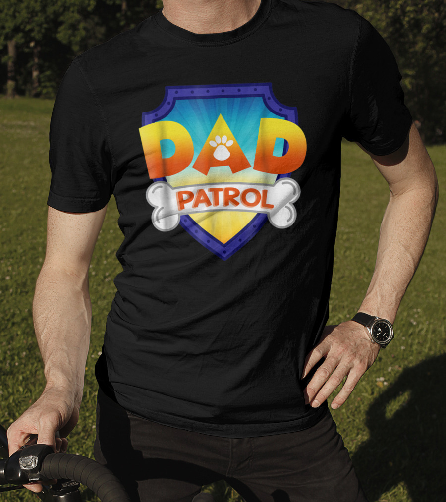 Paw Print Dad Patrol Shield Emblem T-Shirt