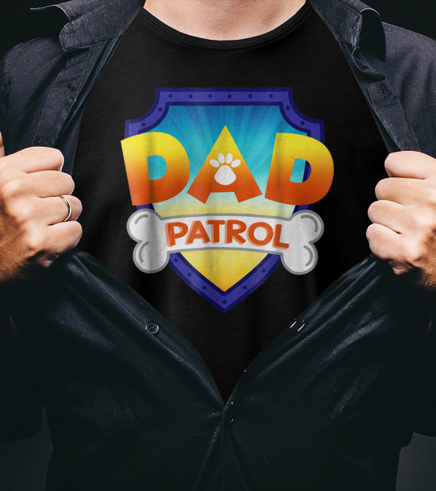 Paw Print Dad Patrol Shield Emblem T-Shirt