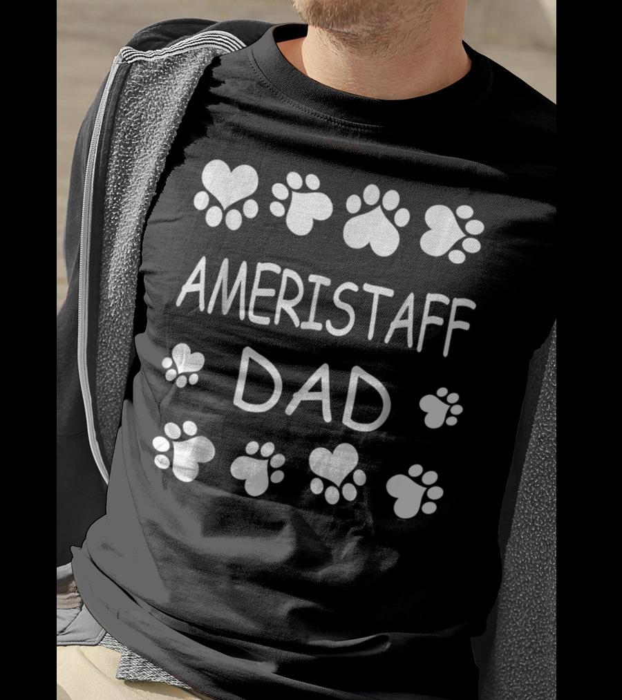 Ameristaff Dad Paw Print Heart Dog Lover Christmas Birthday T-Shirt