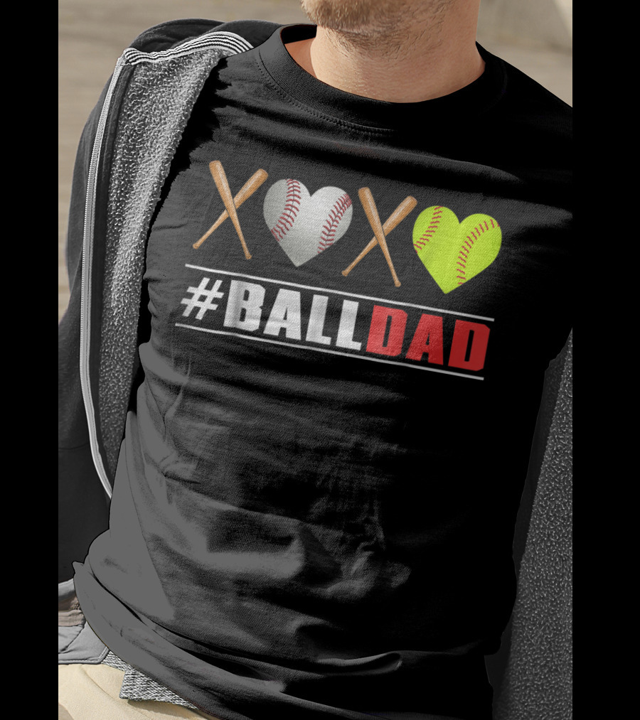 BallDad Baseball Softball Heart Bats T-Shirt