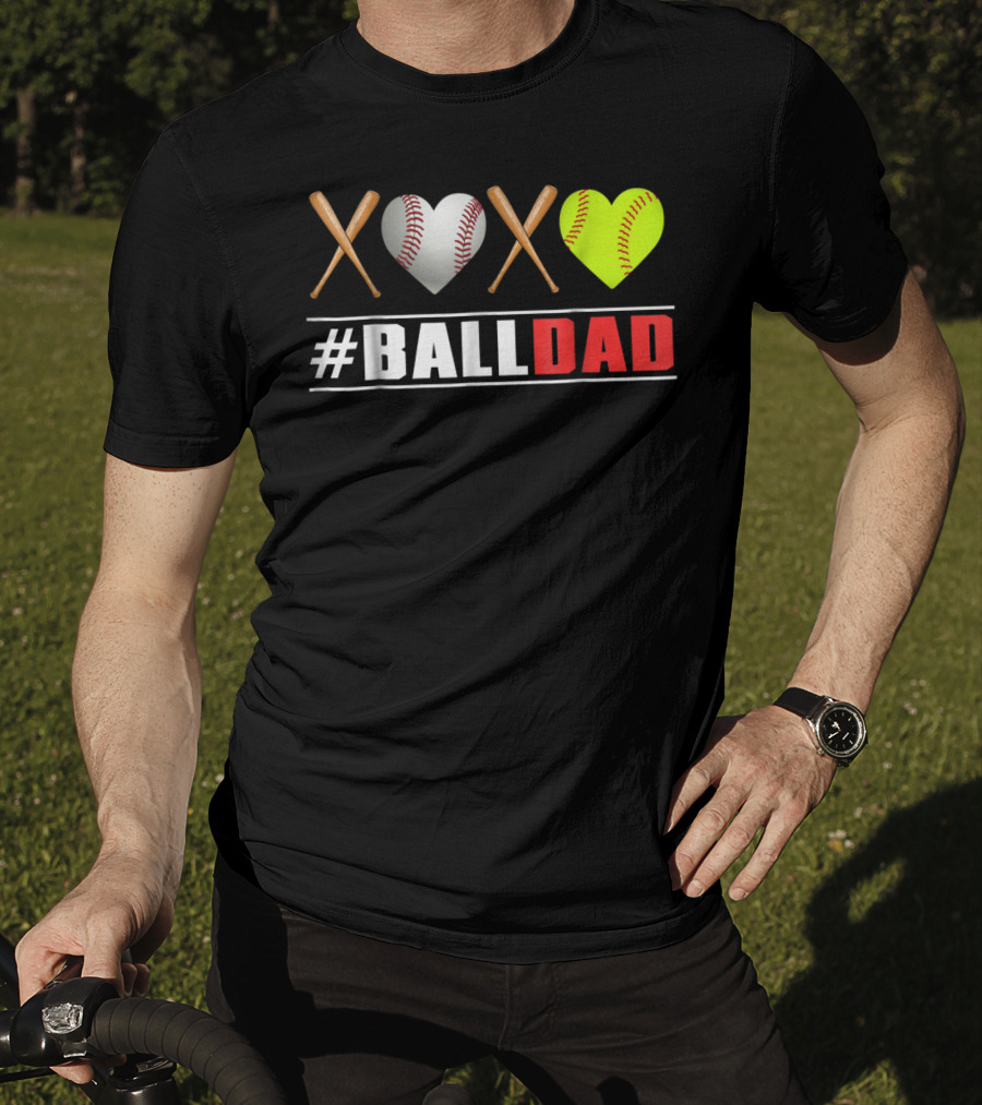 BallDad Baseball Softball Heart Bats T-Shirt