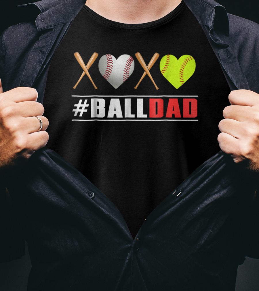 BallDad Baseball Softball Heart Bats T-Shirt