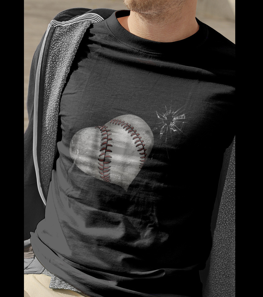 Baseball Heart Crack Funny Cute Love T-Shirt