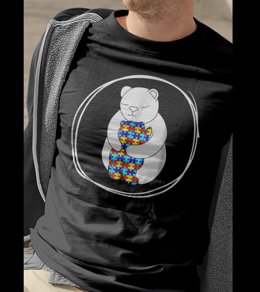 Bear Holding Puzzle Piece Bear Autism Awareness T-Shirt