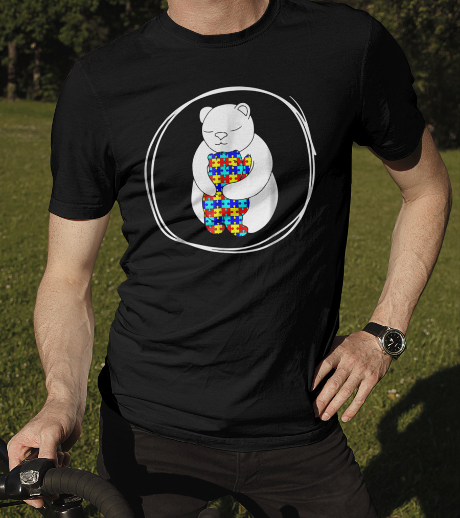 Bear Holding Puzzle Piece Bear Autism Awareness T-Shirt