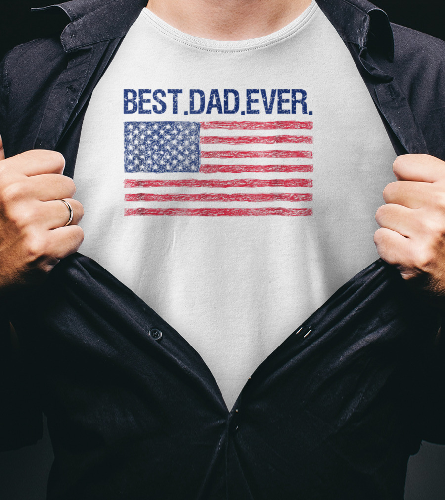 Best Dad Ever Cool Premium American Flag T-Shirt