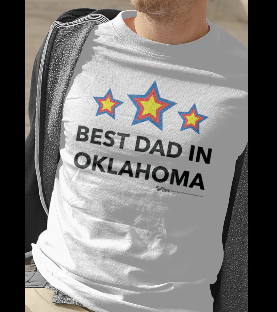 Best Dad In Oklahoma With Three Stars Red Yellow Blue T-Shirt