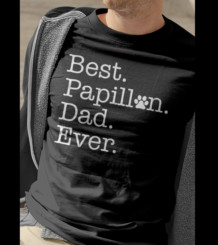 Best Papillon Dad Ever Paw Prints T-Shirt