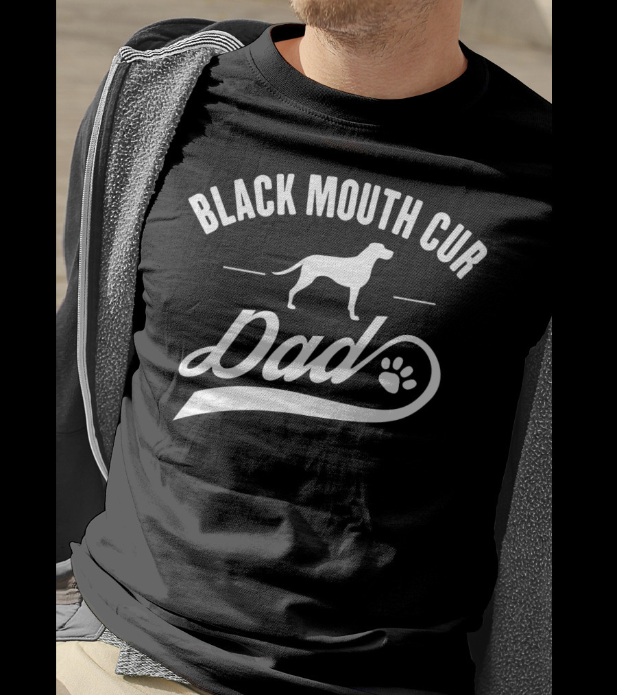Black Mouth Cur Dad Paw Print Dog Owner Lover T-Shirt