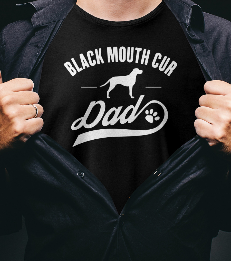 Black Mouth Cur Dad Paw Print Dog Owner Lover T-Shirt