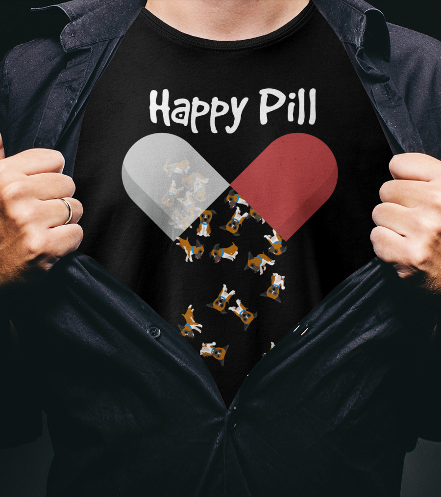 Happy Pill Boxer Dog Cute53 T-Shirt