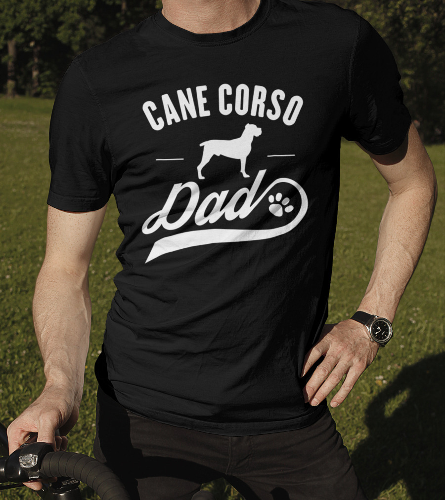 Cane Corso Dad Silhouette With Paw Prints T-Shirt