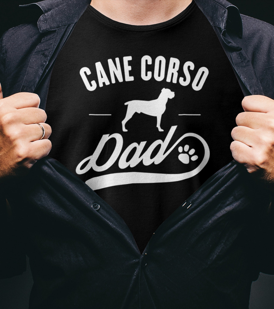 Cane Corso Dad Silhouette With Paw Prints T-Shirt