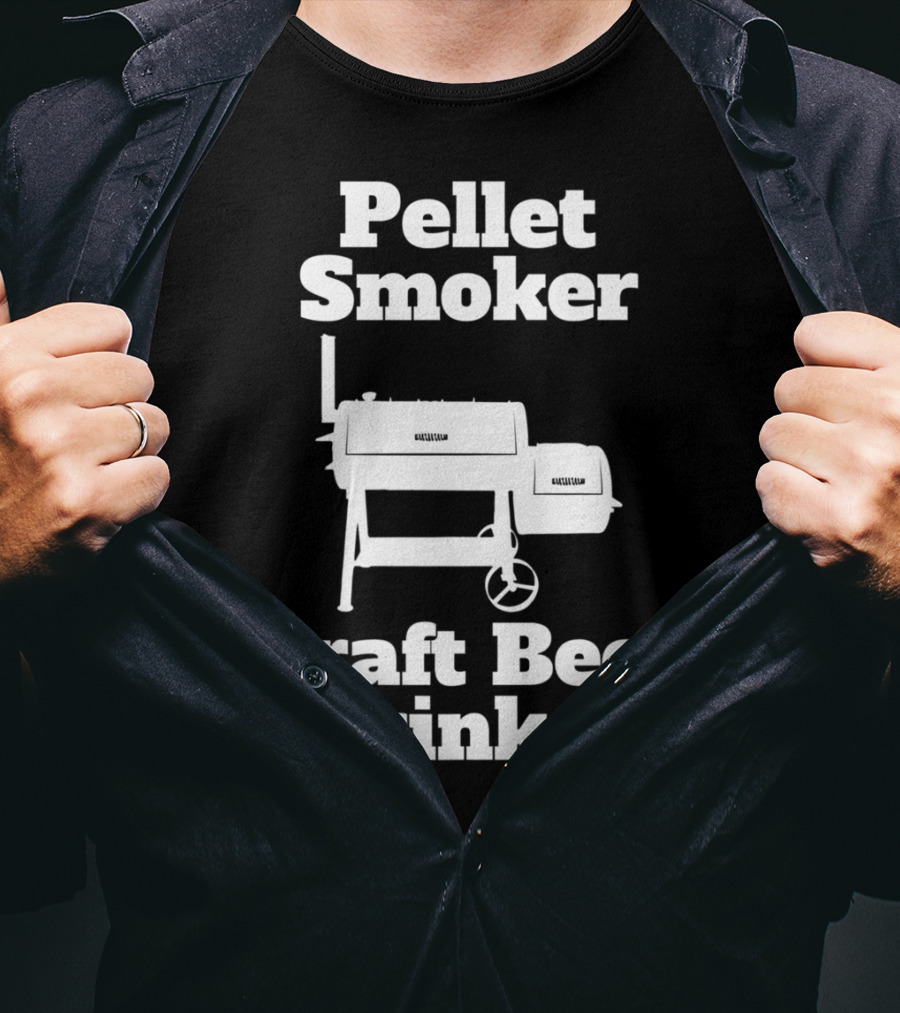 Pellet Smoker Craft Beer Drinker Dad92 BBQ Grill T-Shirt