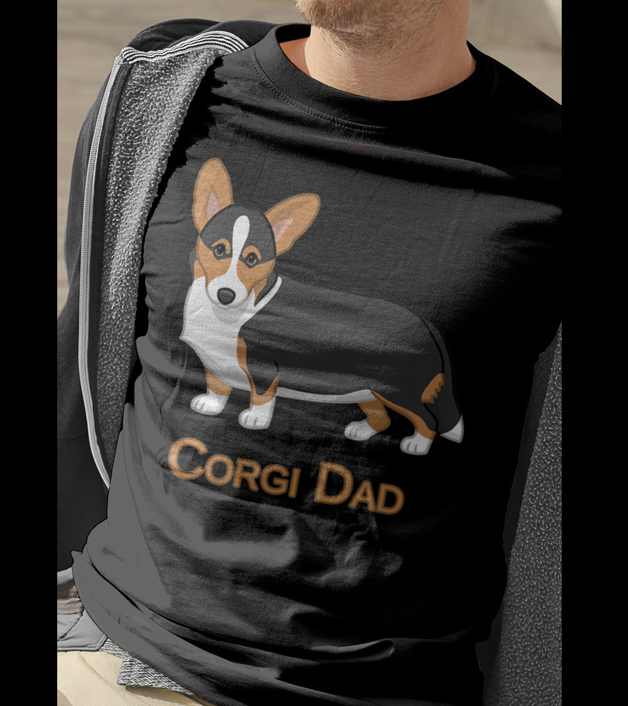 Corgi Dad Cute Black Tan Cardigan Welsh T-Shirt
