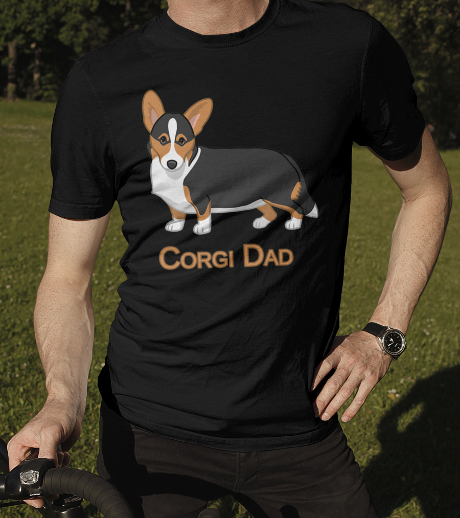 Corgi Dad Cute Black Tan Cardigan Welsh T-Shirt