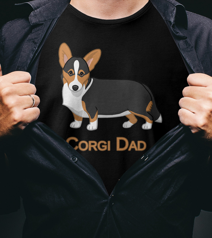 Corgi Dad Cute Black Tan Cardigan Welsh T-Shirt