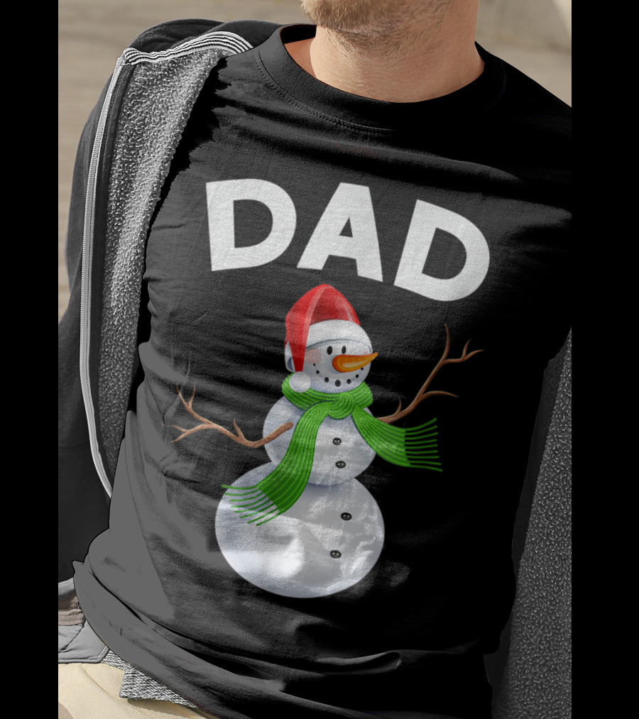 Dad Christmas Snowman Santa Hat Family T-Shirt