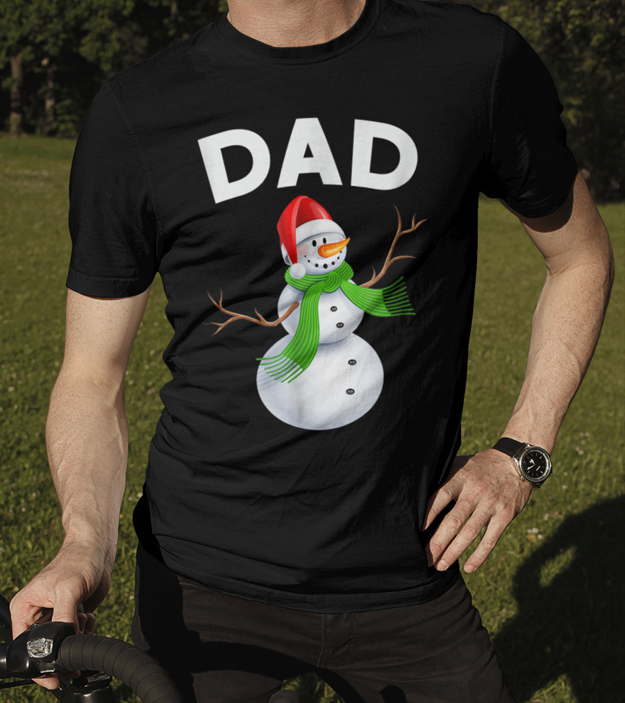 Dad Christmas Snowman Santa Hat Family T-Shirt