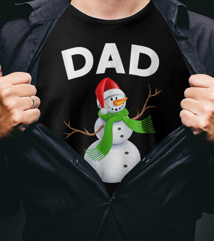 Dad Christmas Snowman Santa Hat Family T-Shirt
