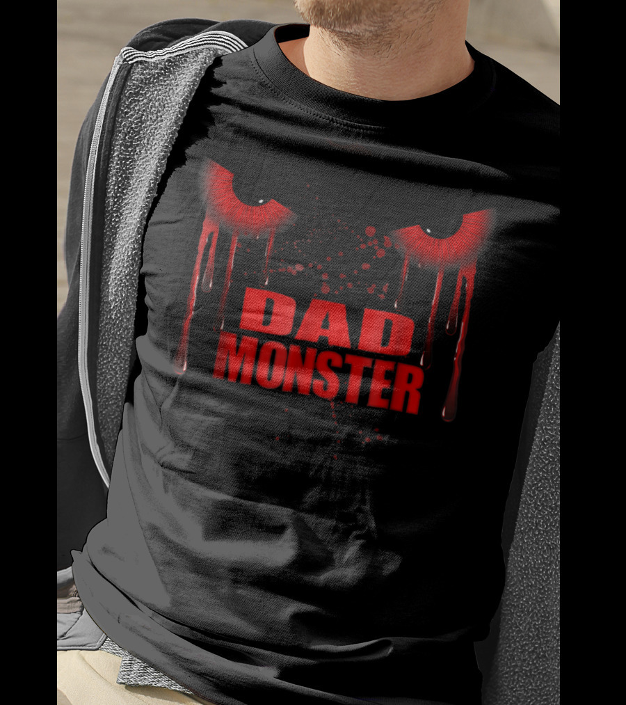 Dad Monster Red Eyes Dripping Blood Horror T-Shirt