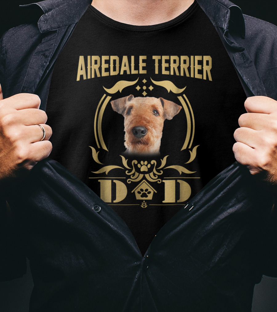 Airedale Terrier Dad Paw House T-Shirt