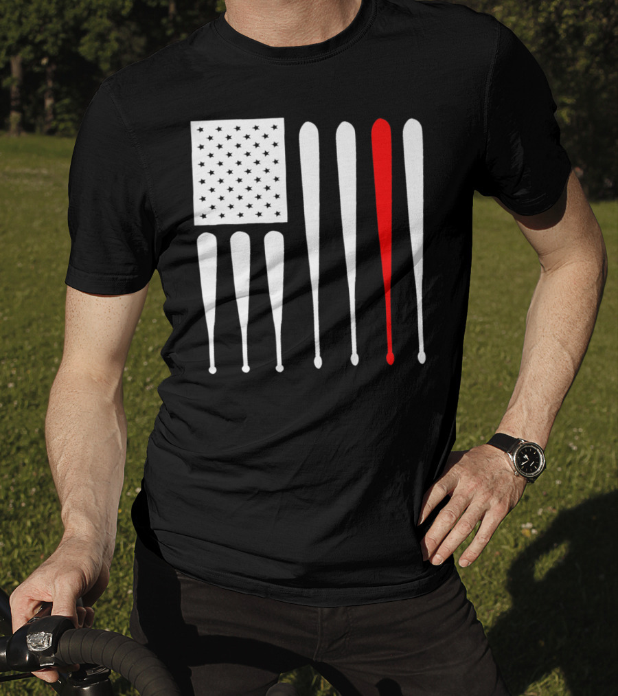 American Flag Baseball Dad Husband Patriotic Baseball Bats T-Shirt
