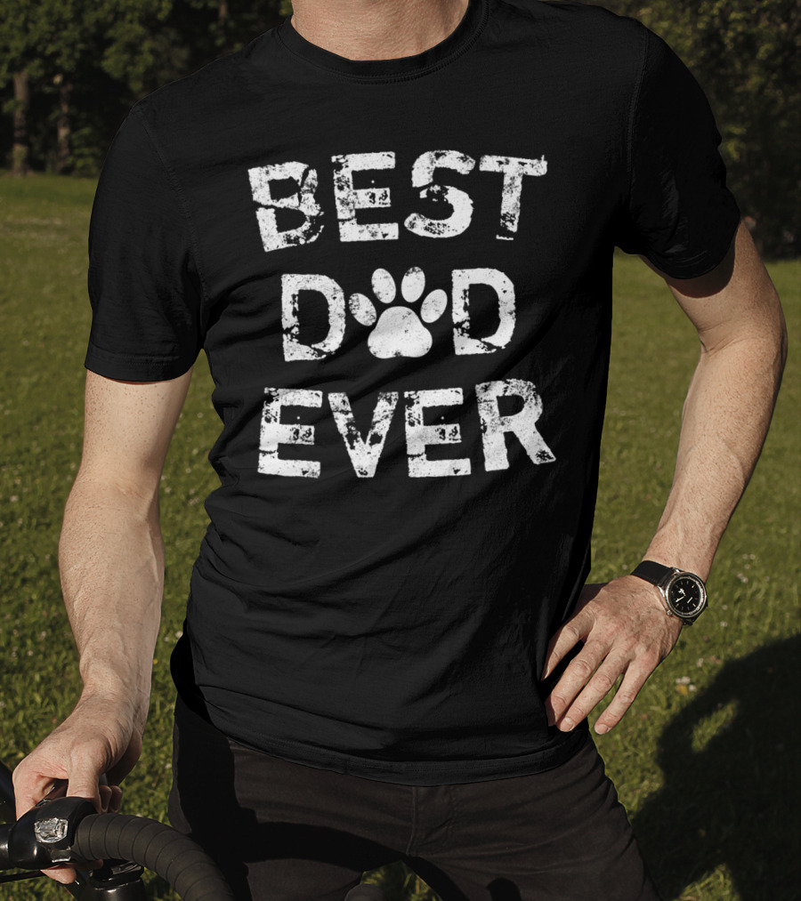 Best Dad Ever Dog Cat Paw Prints T-Shirt