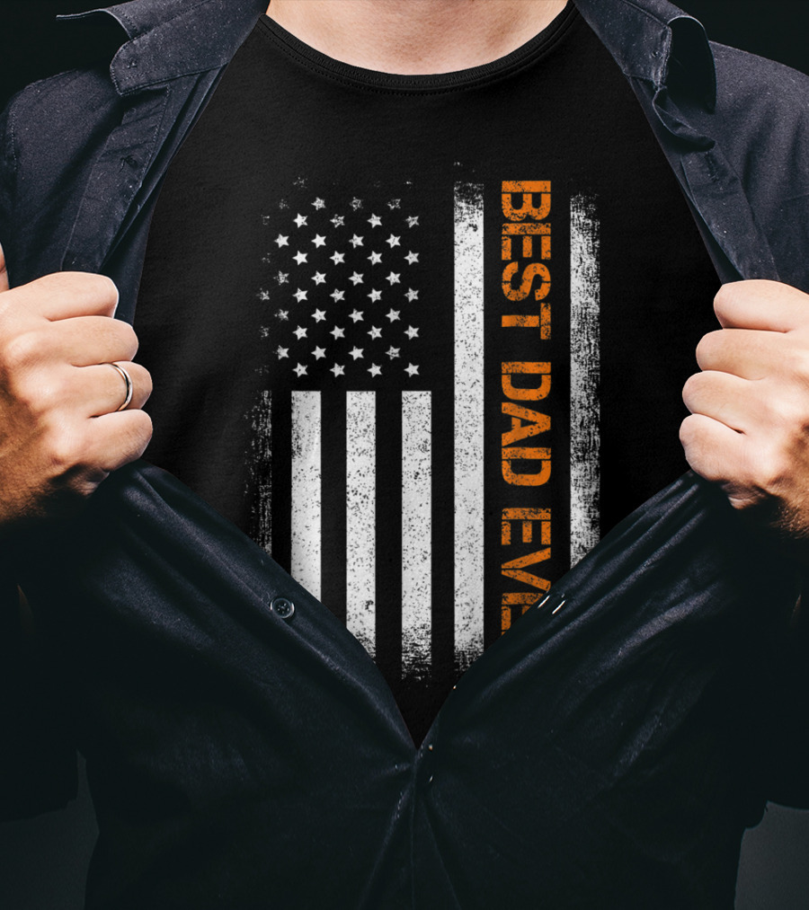 Best Dad Ever American Flag Cool Dy Papa T-Shirt