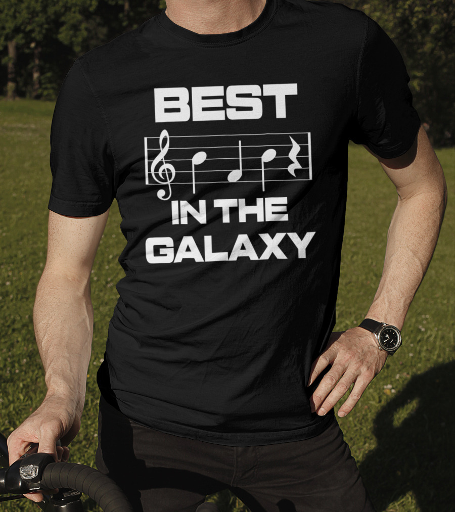 Best Dad In The Galaxy Musician Bass Clef Notes T-Shirt