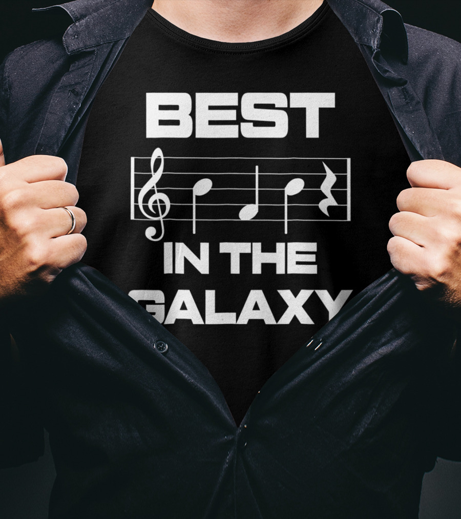 Best Dad In The Galaxy Musician Bass Clef Notes T-Shirt