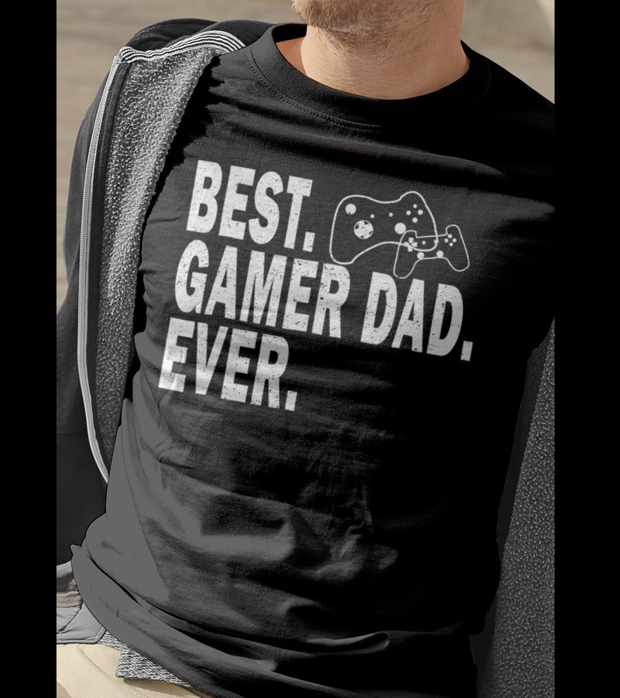 Best Gamer Dad Ever Funny Father Gaming Controller T-Shirt