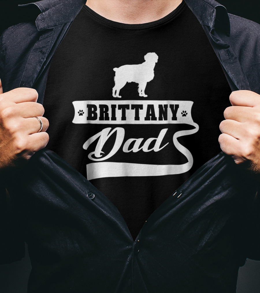 Brittany Dad Dog Lover Mens Canine Animal Owner T-Shirt