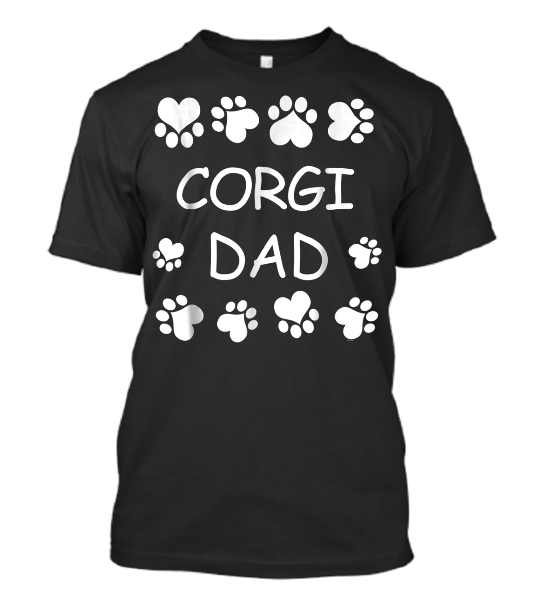 Corgi Dad Paw Prints And Hearts T-Shirt