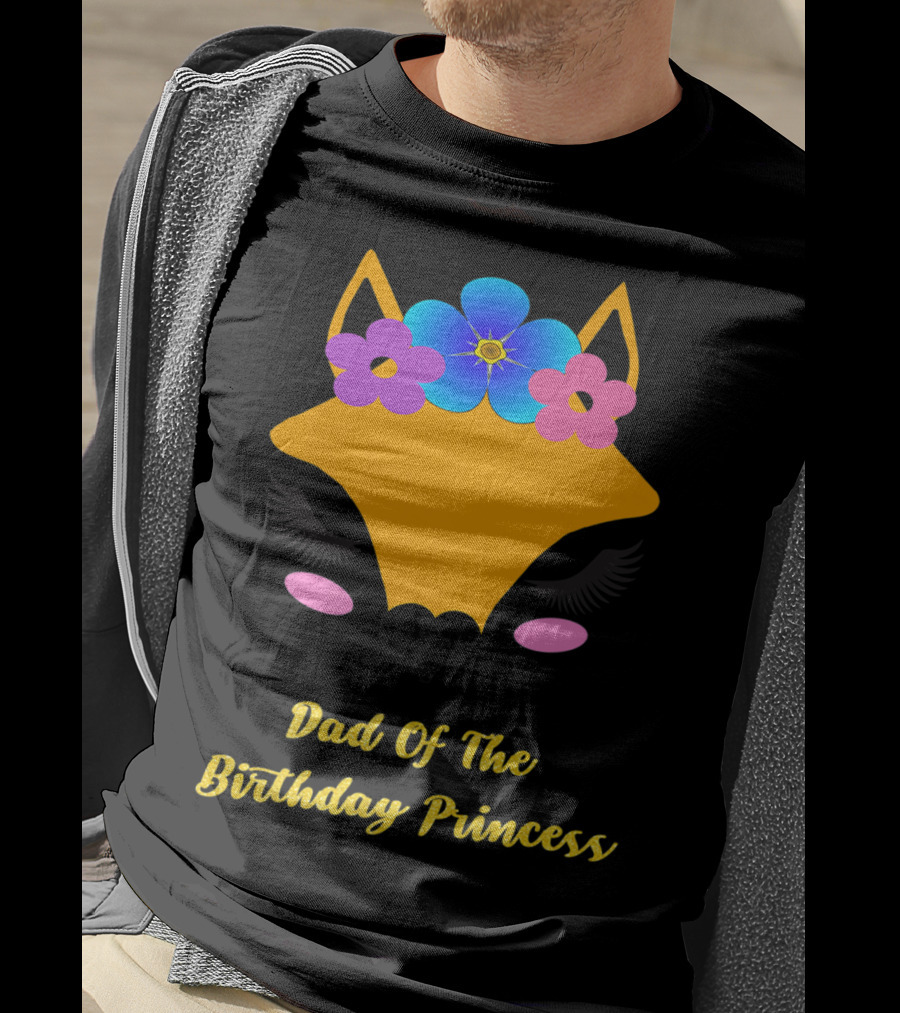 Dad Of The Birthday Princess Cute Fox T-Shirt