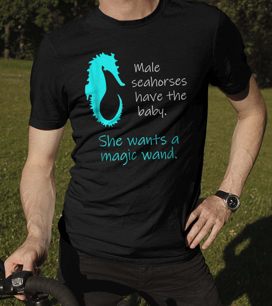 Male Seahorses Have The Baby She Wants A Magic Wand Dad To Be Maternity Tee96 T-Shirt