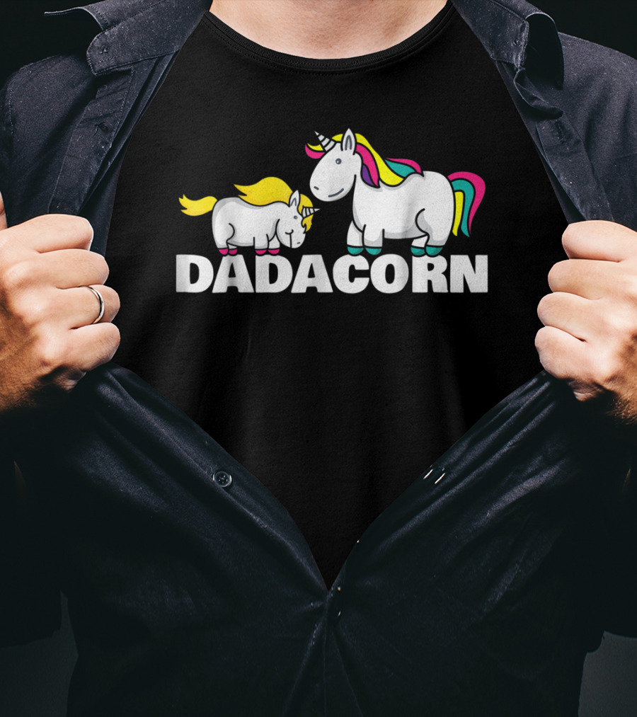 Dadacorn Funny Unicorn Best Dad With Colorful Mane T-Shirt
