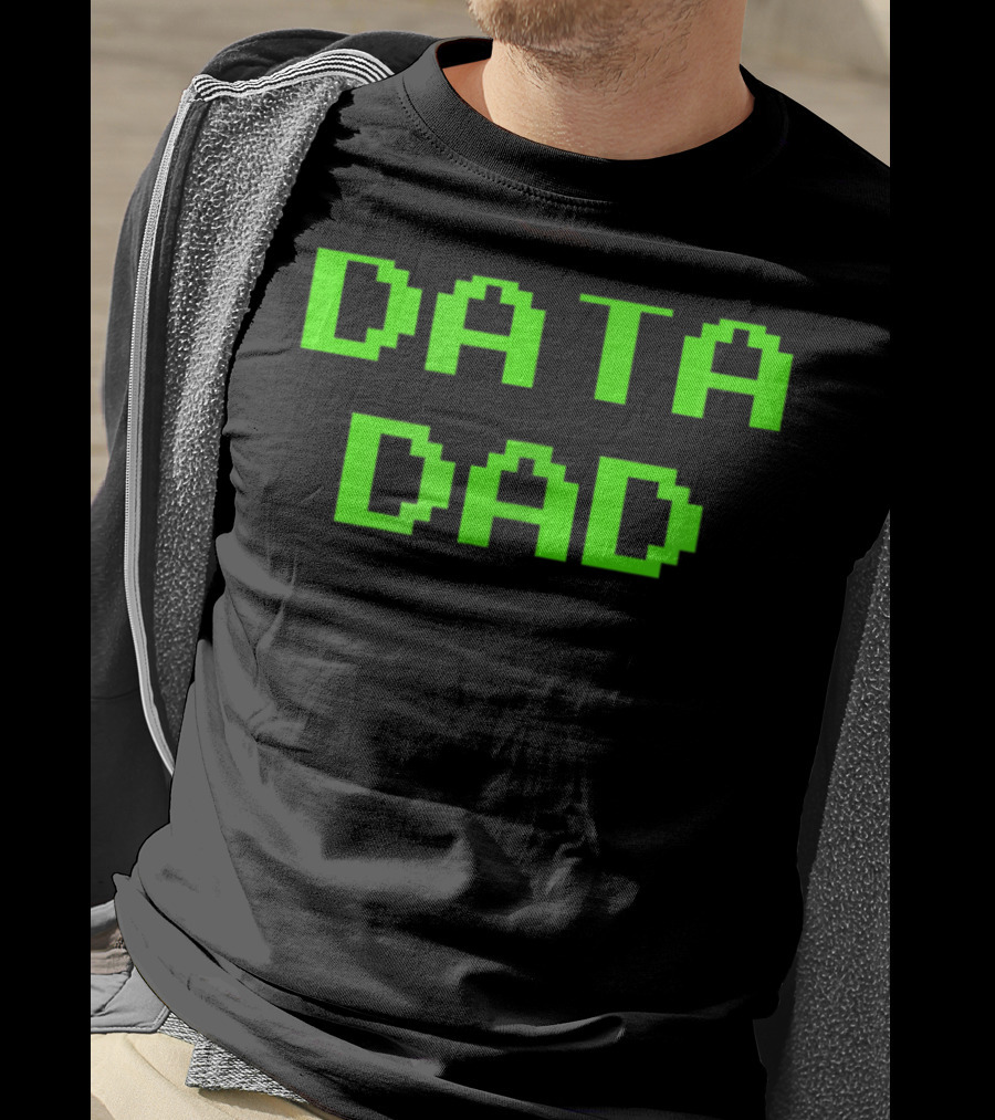 Data Dad Birthday Green Letter 8Bit T-Shirt